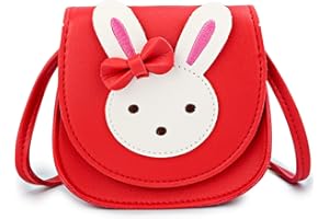 KEREDA Borsa a tracolla per bambini, grazioso coniglietto CrossBody Bag, in pelle PU, principessa, per bambini da 2 a 10 anni