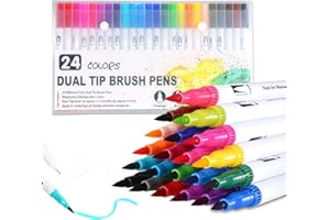 CRESZZLE Pennarelli Duali 24 Colori, Punta Doppia Brush - Set Professionale per Disegno, Lettering