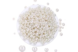 Naler 500pcs Pearl Beads for Craft Fake Pearl Beads Assorted Sizes 4/6/8/10mm for Jewellery Making, Vase Fillers, Sew on Pearls for Clothes, DIY Jewelry Necklaces, Table Scatter,