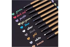 DEALKITS Set di 10 pennarelli metallici, per album fotografici, scrapbooking, penna dorata per dipingere, libro degli ospiti, matrimonio, carta nera, pietra, vetro, legno, Pasqua, fai da te (2 mm)