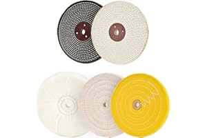 SCOTTCHEN 8 inch Buffing Polishing Wheel Soft(60 Ply) Fine（60 Ply）Medium（40 Ply） Coarse（3/5 in Thick）Rough（3/5 in Thick） Polish Pad for Bench Grinder with 5/8" Arbor Hole 5 Pcs