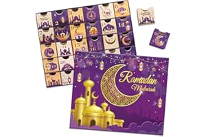AVISKI Calendrier de l'avent Ramdan 30 boîtes vides 30 jours Eid Mubarak coutdown Calendar avec des cadeaux du Ramadan, boîte rangement numéro en carton, fournitures de fête du Ramadan - Violet