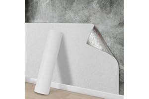 Snewvie Self Adhesive Thermal Insulation Wallpaper,1 Roll=15 sq.ft 3mm Thicken Peel and Stick White Textured Wall Paper for Ceilings Kitchen Bedroom Livingroom,Thermal Wallpaper for Cold Walls
