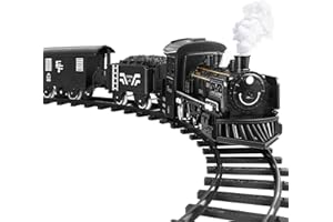 Toyvian Elektrischer Zug Set für Kinder, Batteriebetriebene Modellzug mit Sounds Lights Steam Lokomotive Motor Frachtwagen Tracks Sets Für Kinder Unter Den Baum Weihnachtsdekoration Und Spielspaß