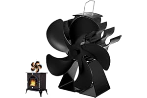 YUMCUTE Ventola Per Stufa a Legna a 5 Pale, Ecologico Stufa a Legna Ultra Silenziosa ed Efficiente per Legna/Bruciatore di Tronchi/Stufa/Camino, Ventilatore da Camino(Base triangolare stabile)