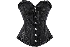 Felcia Women's Corsets Sexy Brocade Overbust Lace up Boned Corsets Shapewear Outfit