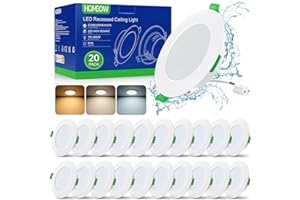 HOMEOW Lot de 20 Spot LED Encastrable 7W, 220V Spots de Plafond Extra Plat, Spot Salle de Bain IP44, Reglable Blanc Chaud 2700K Blanc Neutre 4000K Blanc Froid 6000K, Trou Φ75-90mm, Non Dimmable