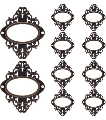 10 Portaetichette In Metallo Bronzo - Per Cassetti, Ufficio, 83x30mm - Foto 3