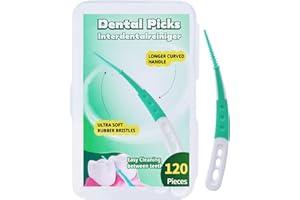 LAOYE Scovolini dentali 120Pezzi Spazzole interdentali Scovolino denti forma curva Silicone scovolini interdentali per un facile accesso allo spazio interdentale - azione delicata per gengive sensibili