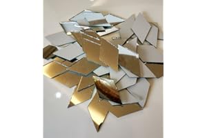 RUIXUAN Diamond Shape Mosaic Tiles Mirror Glass Home Decoration Crafts DIY Accessory (Glass Mirror, 1x2inch)