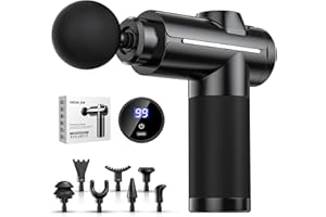 ASONINE Pistola de Masaje Muscular, Masajeador de Muscular de Tejido Profundo con 32 Velocidades, 8 Cabezales de Masaje Pistola Masajeadora para Aliviar el Dolor Muscular