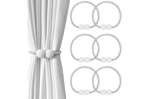 LANDSCAPE LIGHTS2K 6 Pezzi Fermatende Moderni Gancio con Perle, Maglia Magnetica Clip per Camera da Letto, Fermatende Calamita Fermatenda con Perle Decorative per Camera da Letto, Soggiorno, Ufficio Decorazione