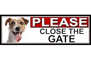 SHAWPRINT LIMITED SHAWPRINT Jack Russel PLEASE CLOSE THE GATE METAL GATE SIGN 266mm x 87m. (865H2)
