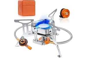 Adiwo Fornello a Gas da Campeggio, 3500 W Mini Stufa da Campeggio, Fornello Campeggio Gas Portatile con Accensione Piezoelettrica, Mini Stufa da Campeggio Antivento per Campeggio Trekking Picnic