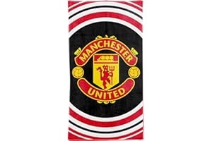 MUFC Official Manchester United Crest Beach Towel (100% Cotton-70cm x 140cm)