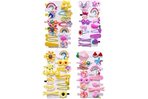 CISMARK 56 Stück süße Haarspangen, modische Haar-Accessoires für Mädchen, Blumen, Früchte, bunt, Regenbogen, Süßigkeiten, Desserts, niedliche Tier-Haarspangen-Set, rutschfeste Metall-Druckknöpfe
