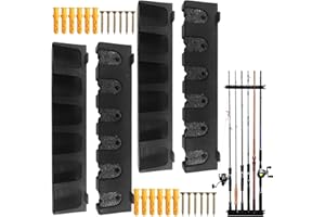Tkxjry 2 Paar Angelrutenhalter Wand Vertikal, Rutenhalter Wand Vertikale, Angelrutenständer Wandhalterung, Vertikale/horizontale Angelrutenhalter, zur 6 Ruten, für Garage Wand Deckenmontage Boot