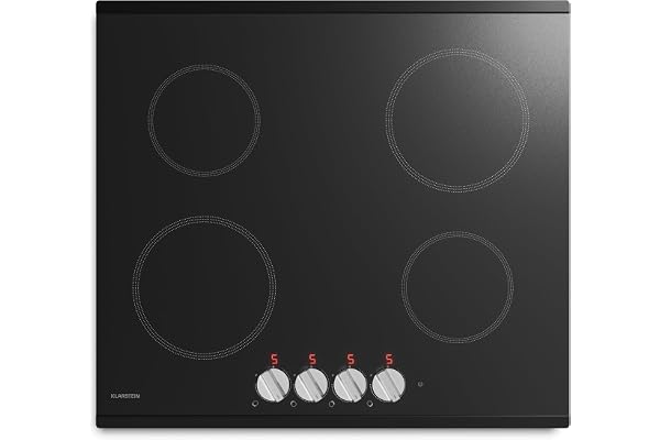Klarstein Kochheld Induktionshäll - 4 zoners elektrisk induktionshäll, 7200 W Boost, vridknappskontroll, matt glas, överhettningsskydd, restvärmeindikator, 60 cm spishäll