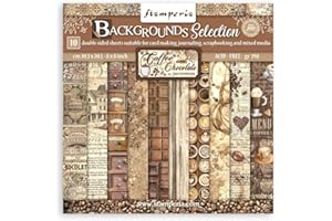 STAMPERIA Scrapbooking Petit Pad 10 feuilles cm 20,3 x 20,3 (8 pouces x 8 pouces) Sélection de fonds - Café et chocolat