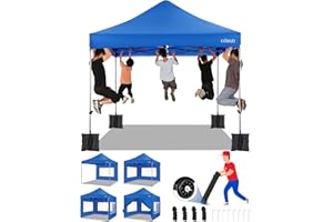 Tooluck Tonnelle de Jardin Barnum Pliant 3x3 Professionnel Solide Renforcé UV 50+ Pop Up Barnum 3 réglables en Hauteur Protection Contre Le Froid avec 4 Murs et 4 Sacs de Sable, Blue