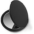 Manicare Compact Mirror, Dual Sided Folding Pocket Mirror, Round Black Beauty Mirror, Shatterproof Soft Touch Finish, Vanity Makeup Mirror Perfect For Purse, Wallet, Bag And Travel