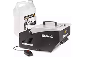BeamZ ICE1200 MKII - Machine à Fumée Lourde 1200 W | Effet Nuage au Sol Professionnel | Fumée Froide & Densité Réglable + 5 L de Liquide Inclus