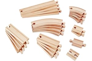 Hape Jouet Coffret d'Extension de Rails pour Circuit Train Bois - Jeu Educatif pour Enfant de 3 Ans et Plus - 24 pièces Virages et Lignes Droites en Bois de Hêtre - Compatible Marques Traditionnelles
