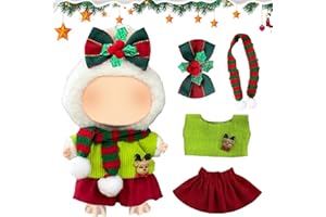 BAISHUWU Weihnachts-Outfit-Set für 17 cm große Puppen, Bekleidung für 17cm Plüsch, Kuscheltier Kleidung Outfit nur Bekleidungs zubehör, Weihnachtsmann-Kleidung, Weihnachtskleidung für 17cm Puppen(Keine Puppe)