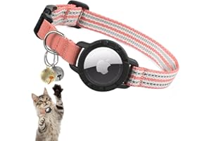 NOZLAID Airtag Katzenhalsband, Reflektierend Katzenhalsbänder mit Apple Air Tag Halter, Leichtes Elastisches Sicherheits Katzen Halsband, Tracker Halsband für Katzen, Kätzchen und Welpen