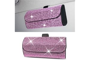 JNNJ Auto Brillenetui, Kristall Brillen Aufbewahrungsbox Auto, Universal Strass Auto Brillenetui, Sonnenbrillenhalter Aufbewahrungsbox Für Sonnenblende(Rosa)