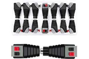 KUOQIY 7 Pairs DC Connector Press Type Adapter, 12V / 24V DC Power Connector Plug, 2.1 x 5.5mm Male Female Power Plug Socket Kit, for CCTV Camera LED Strip