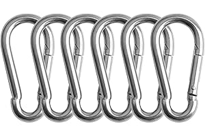 Topfinder Lot de 6 mousquetons M8/M6 en acier inoxydable à ressort pour machine de gym, hamacs, camping, pêche, laisse pour animal domestique, porte-clés