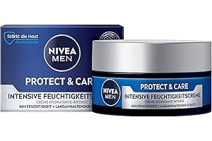 NIVEA MEN Protect & Care intensywny krem nawilżający, kojąca pielęgnacja twarzy dla mężczyzn, 48 h nawilżający krem do twarzy z aloesem i witaminą B5 (50 ml)