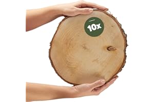 matches21 HOME & HOBBY Dischi di legno grandi di 30 cm (28-32 cm) di diametro per lavori fai da te e decorazioni - Confezione da 10 dischi rotondi in legno di betulla - Dischi di betulla in legno natu