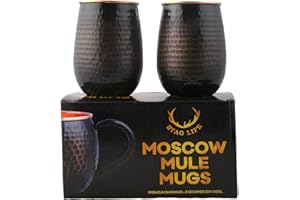 STAGLIFE Vasos de cobre puro de 16 onzas, vaso de cobre sólido para agua potable, juego de 2 vasos de cobre Moscow Mule