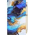 2025 Luxury Diary Slim Week to View 2024 Diaries Full Year With Pen (Marble)
