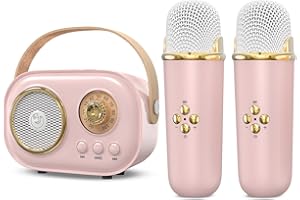 ETPARK Micro Enfant Machine de Karaoké avec 2 Micro sans Fil pour Enfants, Portable Karaoké Bluetooth avec 6 Magique Voix Change et LED, Cadeau Jouet Filles Garçons de 3 à 18 Ans Adultes pour Fête et Voyage