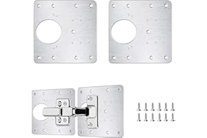 Flintronic Plaque Reparation Charniere Porte, 2 Pièces Charnière Porte Placard, Réparation Charnière Meuble, Kit de Réparation Meuble en acier inoxydable avec 12 Vis