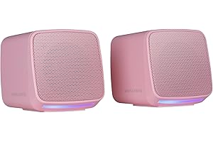 Mars Gaming MS-PRO, Kompaktowe Głośniki 10W, Dynamiczne Podświetlenie RGB Flow, Głośnik PC z Kontrolerem Głośności i Jack 3.5mm, Głośniki Gamingowe Kompatybilne z PC/Mac/Smartphone/Tablet, Różowy
