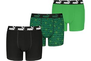 PUMA Pojkar Elements Boxer (3-pack), Svart/grön, 146-152