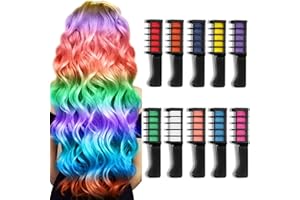 LANKOER 10 Colors Hair Chalk Combs for Girls Kids - Temporary Bright Colored Dye Set for Birthday, DIY, Cosplay, Christmas Party - Washable, Safe Gifts for Kids, Teens, Adults