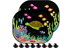 ETEIYLT Parasole Auto Bambini,2 Pezzi Tendine Parasole Auto,44x35cm Parasole Auto Universali,Autoadesivo con 8 Ventose Calza Parasole Auto,Motivo Tartaruga,Protezione Solare 99% Dai Raggi UV