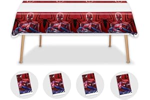 JUNBAOYYDS 4 Stück Party Tischdecke, Superhero Spider-Man Party Tischdecke, Cartoon Thema Tischdecken, Dekoration liefert Party Zubehör für Kinder Geburtstag Party de korationen (Rot)