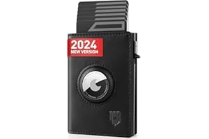 DODENSHA Airtag Wallet, Genuine Leather Pop Up Wallet for 10+ Cards, Mens Wallet with RFID Protection, Smart Airtag Wallet Card Holder, Coin Pocket & Magnetic Closure(Excluding AIRTAG)