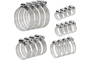 JAYZUUM Jazyuum Schlauchschellen Set - 20 Stück einstellbare Edelstahl Schlauchklemmen (6-51 mm) für Garten, Waschmaschine und Pool - Clips Rohrschellen Sortiment Kit