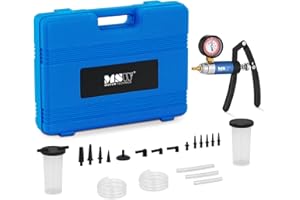 MSW MOTOR TECHNICS MSW Purgador de Líquido De Frenos Bomba de Vacío para Taller Mecánico MSW-BRM-11 (Manómetro, De -2,07 a 2,76 Bar, Probador de vacío, Universal)