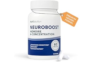 ‎NUTRISOLUTION NeuroBoost: Nahrungsergänzungsmittel mit Ginkgo biloba, Vitamin B12 & Kräuterextrakten – Gedächtnis, Konzentration & kognitive Gesundheit – 60 vegane Kapseln (60)