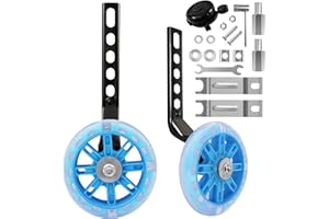 TenFans Stabilisateurs de Vélo pour Enfants - Stabilisateur Roue Velo Enfant pour Vélo Enfant 12 14 16 18 20 pouces, Roues d'entraînement de Vélo Réglables avec Roues Flash Muettes