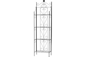 CLP Żelazny regał stojący Emma I regał składany z 4 półkami w stylu wiejskiego domu, dostępny, kolor: biały