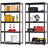 Brigros Scaffale Metallo Garage 180x90x40cm Ad Alta Portata 875kg, 5 Ripiani Mdf, Scaffale Salvaspazio Ideale Per Garage, Off
